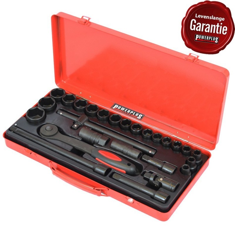 Metrische doppenset 1/2 inch  met ratel – 26 delig - zwart gefosfateerd