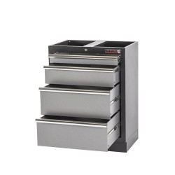 Werkbank set met hardhouten blad, werkplaatskast en 11 laden - 204 x 46 x 94,6 cm