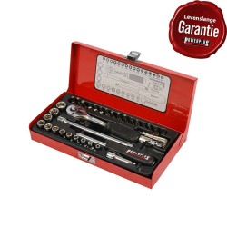 Doppenset 1/4 inch – 39 – delige bit, ratel en metrische doppen set.