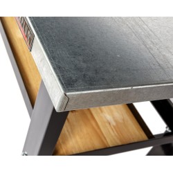 Werkbank zwart 200 cm met zinken werkblad