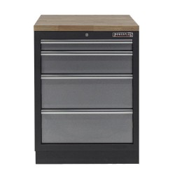 Werkplaatskast met vier laden / werkbank met hardhouten werkblad - 68 x 46 x 94,8  cm