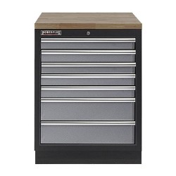 Werkplaatskast met zeven laden / werkbank met hardhouten werkblad - 68 x 46 x 94,8  cm