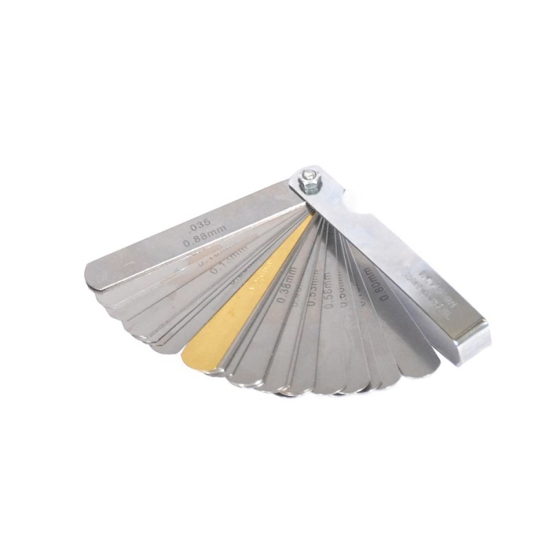 32-delige set voelermaten in waaiervorm -  set 32 diktes - metrisch van 0.04 mm t./m 0,8 mm