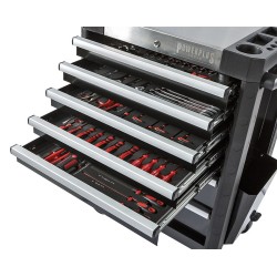 Gevulde gereedschapswagen zwart 7 laden 72 x 48 x 101 cm