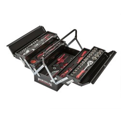 Gereedschapskist zwart, gevuld met 86 delen gereedschap in foam inleg