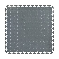 PVC kliktegel grijs 500 x 500 x 7 mm. - Industriële werkplaatstegel met ronde noppen