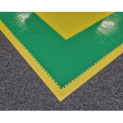 PVC kliktegel geel 500 x 500 x 7 mm. - Industriële werkplaatstegel met ronde noppen