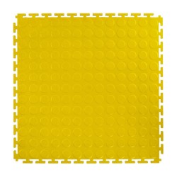 PVC kliktegel geel 500 x 500 x 7 mm. - Industriële werkplaatstegel met ronde noppen