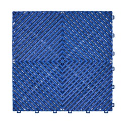 Open kliktegel blauw 400 x 400 x 18 mm. - harde kunststof tegel met open structuur