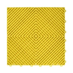 Open kliktegel geel 400 x 400 x 18 mm. - harde kunststof tegel met open structuur