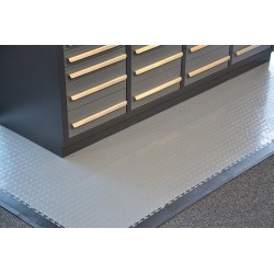 PVC kliktegel grijs 500 x 500 x 7 mm. - Industriële werkplaatstegel met ronde noppen