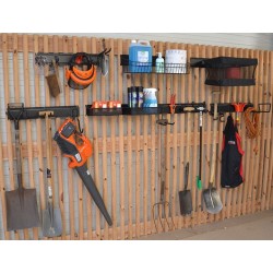 Uitgebreid opbergsysteem - tuingereedschap ophangen - opbergen - opbergsysteem - ophangsysteem  aan de muur