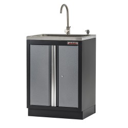 Werkbank set met MDF werkblad met RVS plaat omkleed - 10 laden - 204 x 46 x 94,6 cm. Werkbank met laden - ladenblok