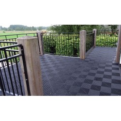 Open kliktegel zwart 400 x 400 x 18 mm. - harde kunststof tegel met open structuur