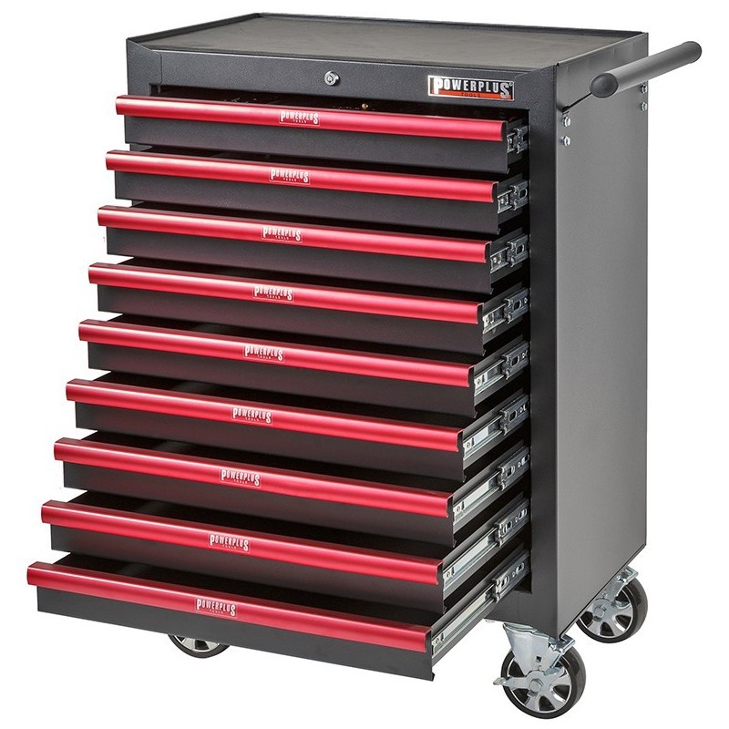 Gereedschapswagen rood/zwart 9 laden leeg