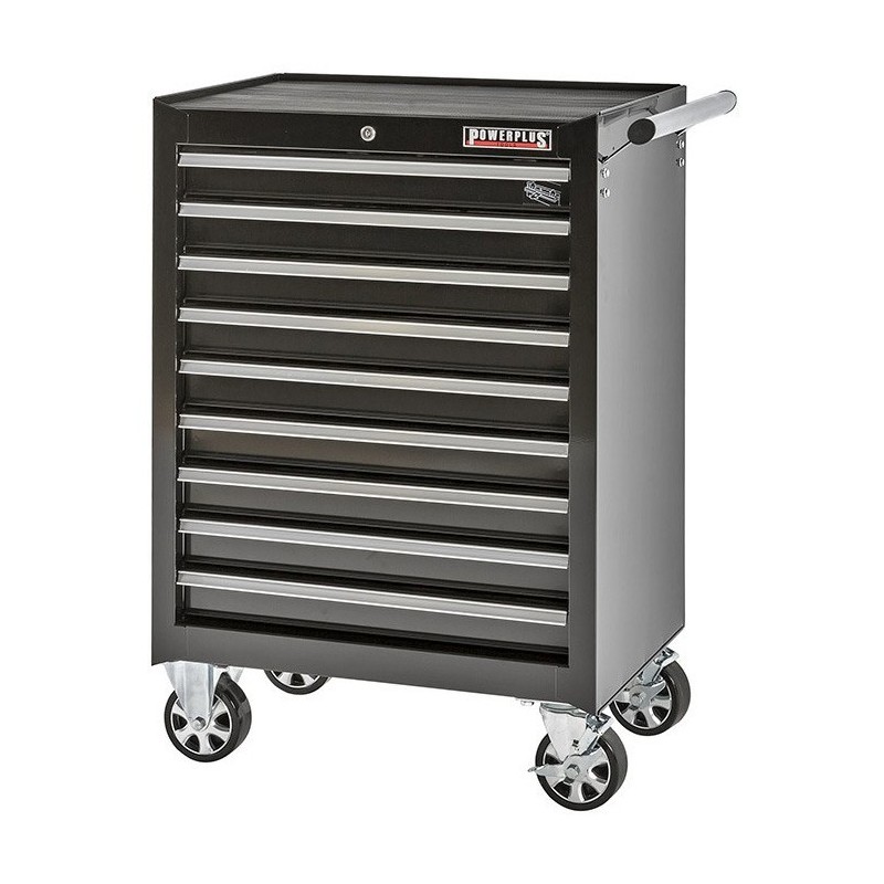 Gereedschapswagen zwart met 6 gevulde laden - foam mat