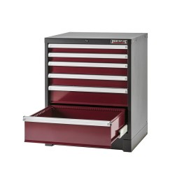 Heavy Duty werkbank met hardhouten werkblad en ladenblok rood - 144 x 60 x 94 cm