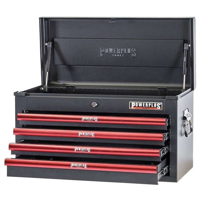 Gereedschapskist rood/zwart 4 laden