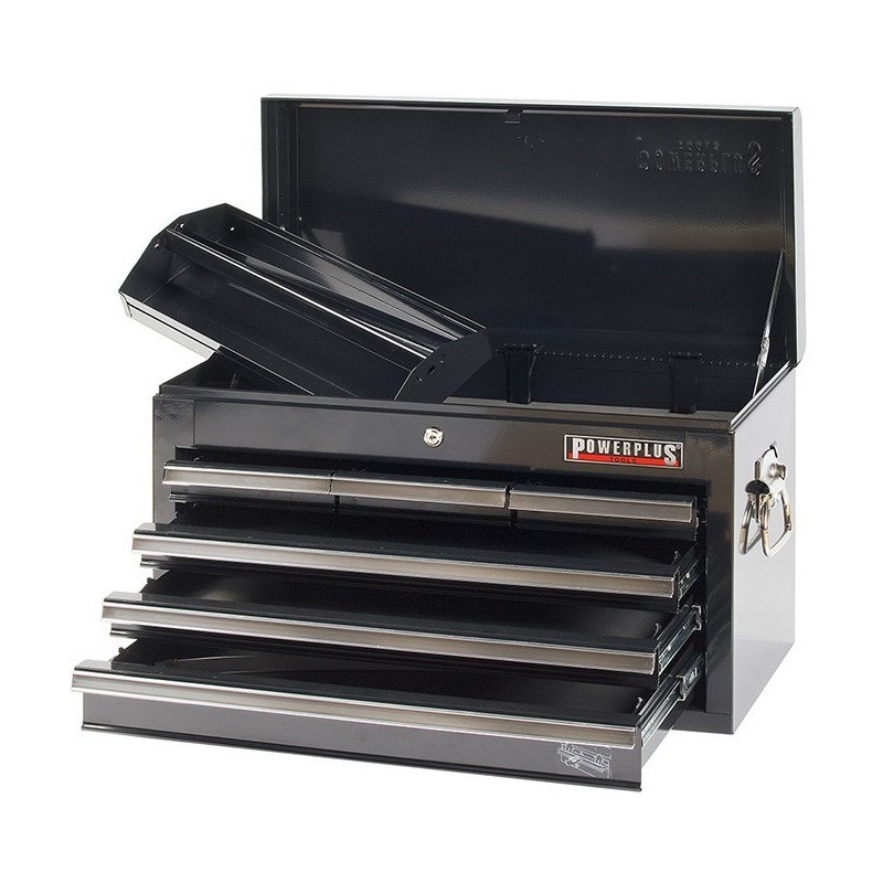 Gereedschapskist zwart 6 laden met quick lock