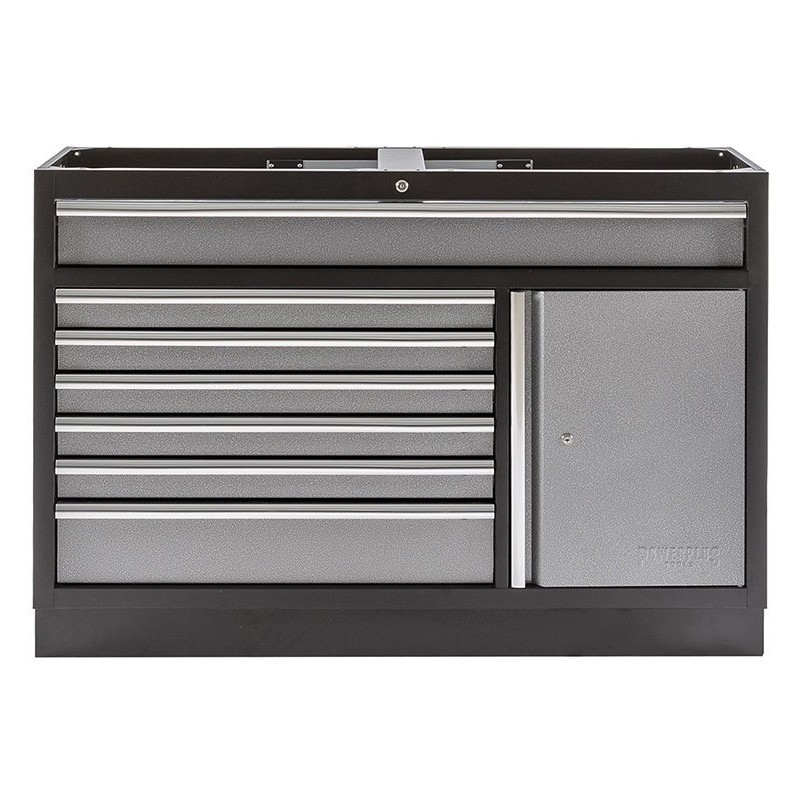 Werkplaatskast met 7 laden plus kast met draaideur - 136 x 46 x 91 cm