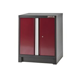 Complete werkplaatsinrichting donker rood, RVS blad,  gereedschapskast, 4 x hangkast,12 laden, 379,5 x 200 cm