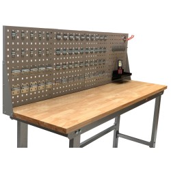 Werkbank met achterwand – Werkbank set 2 meter, kleur grijs.