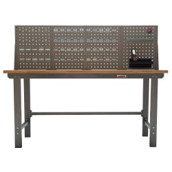 Werkbank met achterwand – Werkbank set 2 meter, kleur grijs.