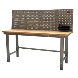 Werkbank met achterwand – Werkbank set 2 meter, kleur grijs.