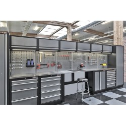 Stalen werkbank met roestvrij staal blad – 136 x 46 x 95 cm. incl. stelpootjes