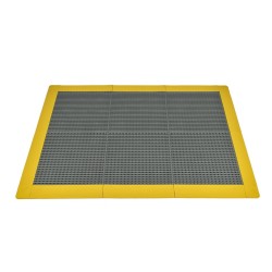 Antislip vloer mat – PVC werkplaatsmat – antivermoeidheidsmat, kleur grijs en geel, afm. 136 x 96 x 1,2 cm.