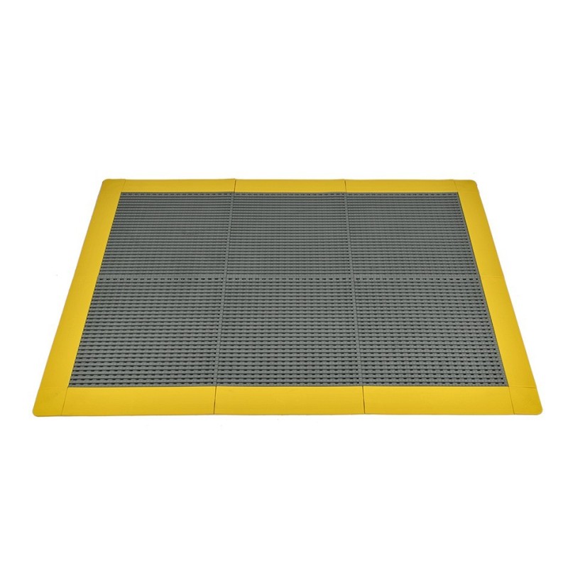 Antislip vloer mat – PVC werkplaatsmat – antivermoeidheidsmat, kleur grijs en geel, afm. 136 x 96 x 1,2 cm.