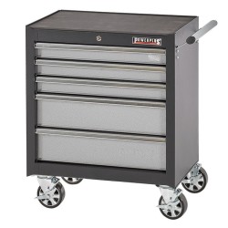 Werkbank grijs 150 cm met hardhouten blad en gereedschapswagen