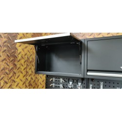 Complete werkplaatsinrichting mat zwart, werkbank + hardhouten blad, gereedschapskast, 6 laden, 379,5 x 200 cm