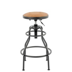 In hoogte verstelbare barkruk – gitaarkruk met rugsteun en voetsteun – bruin.