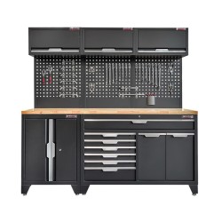 Hardhouten werkblad voor premium zwart kastenserie – afm. 204 x 61 x 3,8 cm