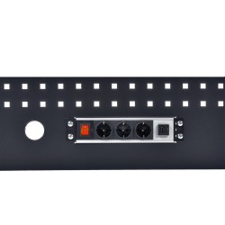 Werkbank set met hardhouten werkblad, gereedschapskast, gereedschapsbord matzwart - 17 laden - 272 x 46 x 94,5 / 199,5 cm