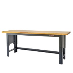 In hoogte verstelbare werkbank 200 cm. met lakschade