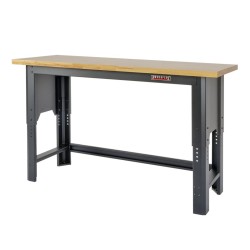 In hoogte verstelbare werkbank 150 cm. met lakschade.