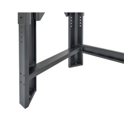 In hoogte verstelbare werkbank 150 cm. met lakschade.