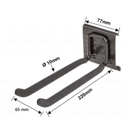 Dubbele wandhaak 20 x 6 cm. tuingereedschap ophangen - opbergen - opbergsysteem - ophangsysteem  aan de muur.