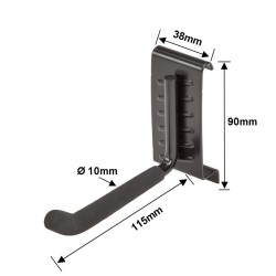 Wandhaak enkel - 14 x 4 x 9 cm. tuingereedschap ophangen - opbergen - opbergsysteem - ophangsysteem  aan de muur.