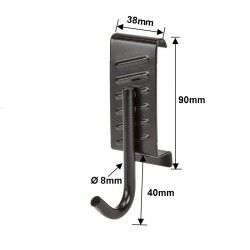 Wandhaak kort - 6.5 x 4 x 10 cm. tuingereedschap ophangen - opbergen - opbergsysteem - ophangsysteem  aan de muur.