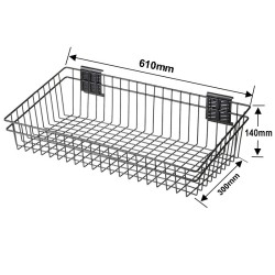 Draadmand 61 x 30 x 14 cm. tuingereedschap ophangen - opbergen - opbergsysteem