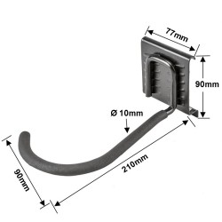 Metalen strip 60 cm met twee fiets ophanghaken - fiets ophangen verticaal aan voorwiel