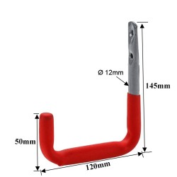 Stalen ophangbeugel 145 x 120 mm. met PVC coating
