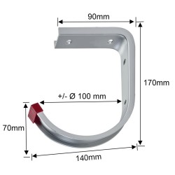Aluminium ophangbeugel – plafondbeugel halfrond 170 x 140 mm