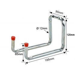 Stalen ophangbeugel 120 x 185 mm. dubbele haak verchroomd
