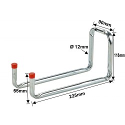 Stalen ophangbeugel 115 x 250 mm. dubbele haak verchroomd