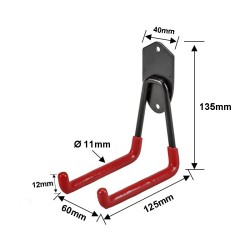 Dubbele wandhaak – ophangbeugel van metaal 6 x 12,5 x 13,5 cm