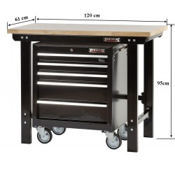 Werkbank met gereedschapswagen zwart online kopen. Webshop Powerplustools.nl